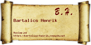Bartalics Henrik névjegykártya